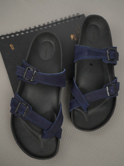 99Crafts Italian Suede Leather Buckle-Strap Sandal | Ortholite Memory Cushion & Arch-Flex Support