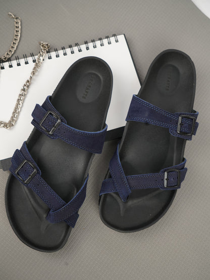 99Crafts Italian Suede Leather Buckle-Strap Sandal | Ortholite Memory Cushion & Arch-Flex Support