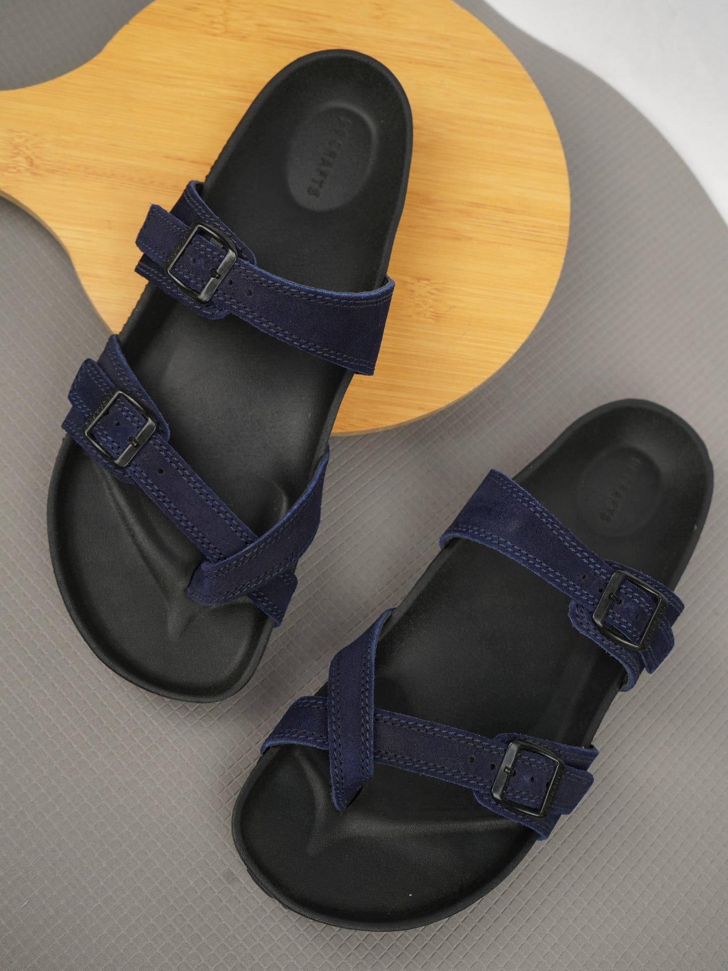 99Crafts Italian Suede Leather Buckle-Strap Sandal | Ortholite Memory Cushion & Arch-Flex Support