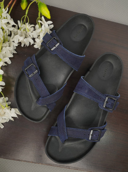 99Crafts Italian Suede Leather Buckle-Strap Sandal | Ortholite Memory Cushion & Arch-Flex Support