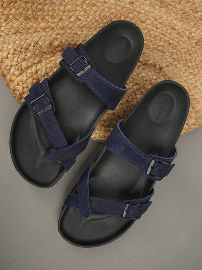 99Crafts Italian Suede Leather Buckle-Strap Sandal | Ortholite Memory Cushion & Arch-Flex Support