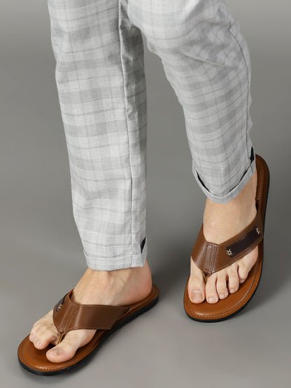 99Crafts Men's Italian Full Grain Leather Flat Sandals with TPR Sole