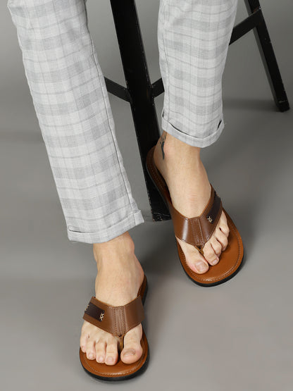 99Crafts Men's Italian Full Grain Leather Flat Sandals with TPR Sole