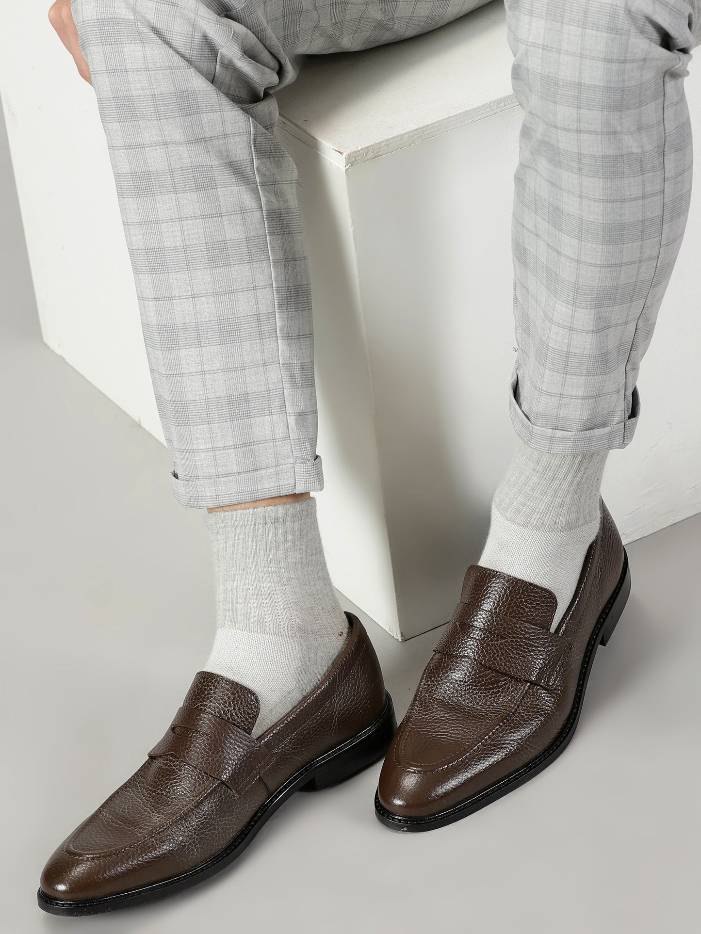 99Crafts Premium Quality European Full-Grain Milled Leather Handmade Moccasin With Penicut Saddle For Men